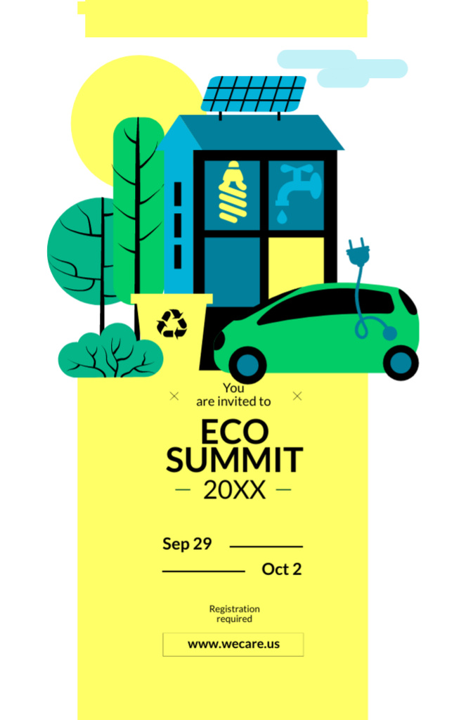 Eco Summit Concept on Yellow Invitation 5.5x8.5in tervezősablon