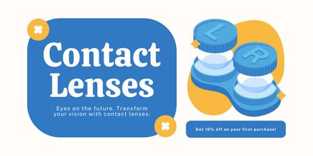 Ofereça lentes de contato a preço reduzido Twitter Modelo de Design