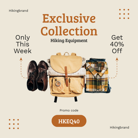 Exclusive Collection of Hiking Equipment Instagram AD Design Template