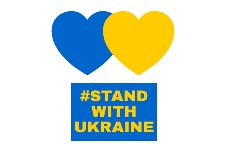 Designvorlage Herzen in den Farben und Phrasen der ukrainischen Flagge für Poster 24x36in Horizontal