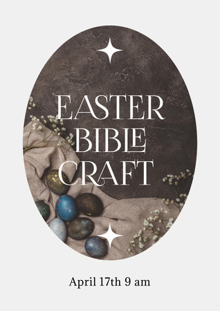 Ontwerpsjabloon van Poster van Easter Bible Craft Announcement With Painted Eggs