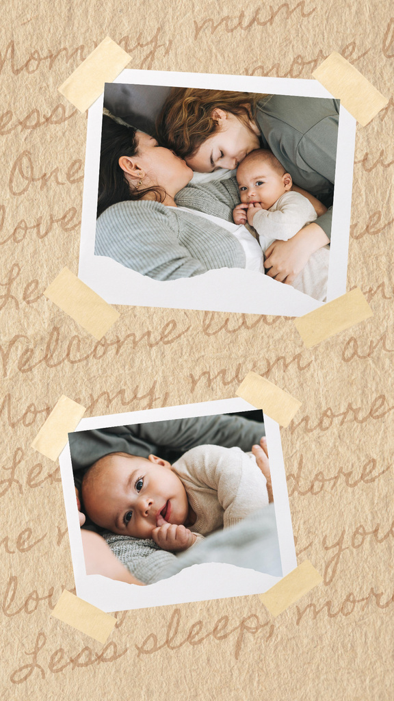 Cute LGBT Couple with their Little Baby Instagram Story – шаблон для дизайну