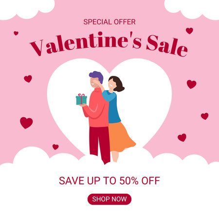 Valentine's Day Special Offer on Pink Instagram AD Design Template