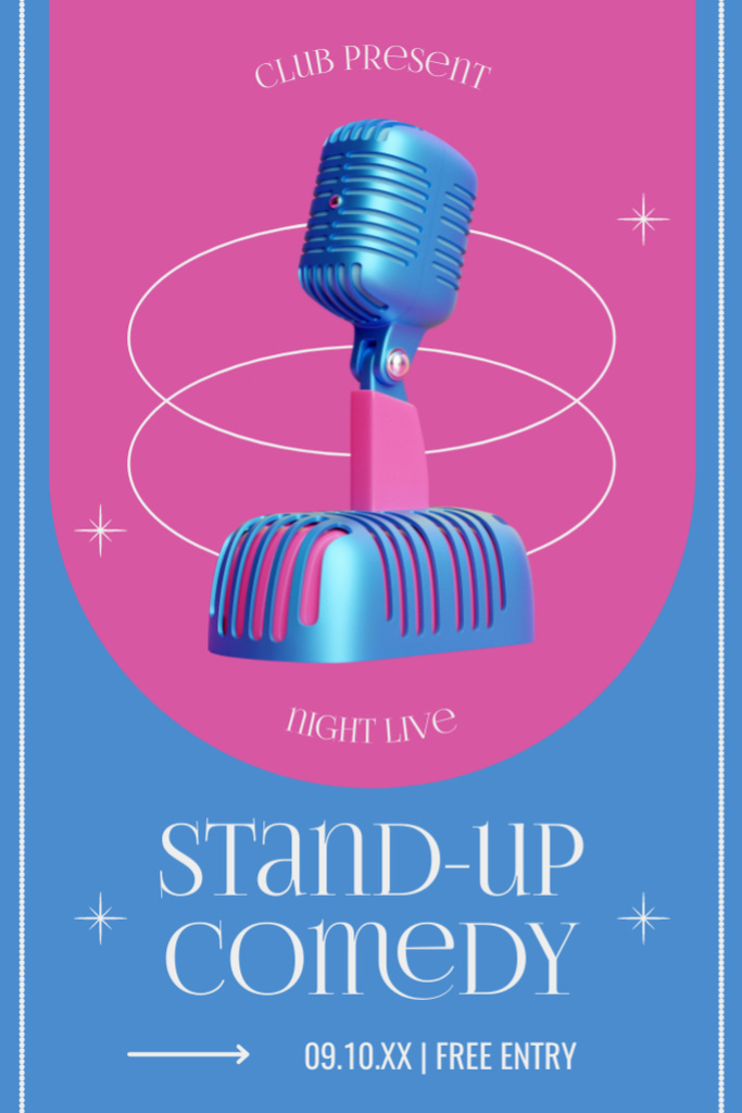 Szablon projektu Standup Show with Blue Microphone on Pink Tumblr