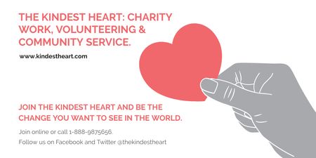 Designvorlage Das freundlichste Herz: Wohltätigkeitsarbeit für Twitter