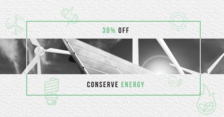 Plantilla de diseño de Alternative Energy Sources Ad with Wind Turbines Facebook AD 