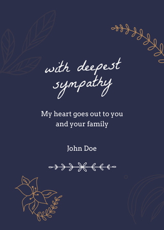 Sympathy Phrase with Floral Pattern Postcard 5x7in Vertical Design Template