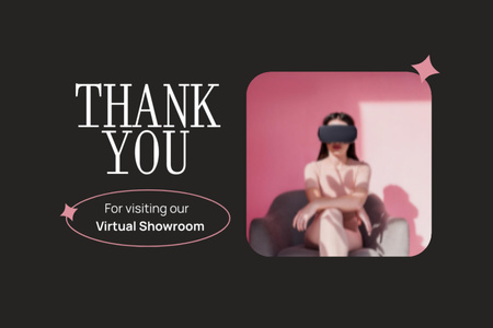 Woman in VR Glasses Visiting Virtual Showroom Postcard 4x6in Design Template