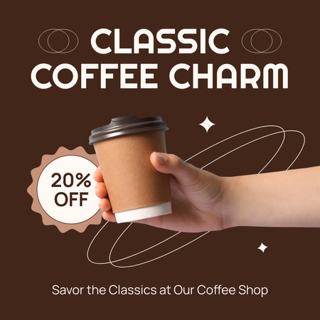 Classic Coffee In Cup With Discount Instagram Design Template