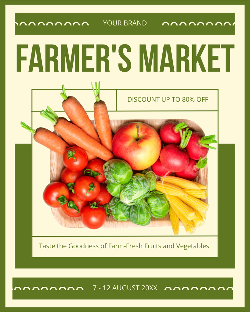Fresh Ripe Veggies at Local Market Instagram Post Verticalデザインテンプレート