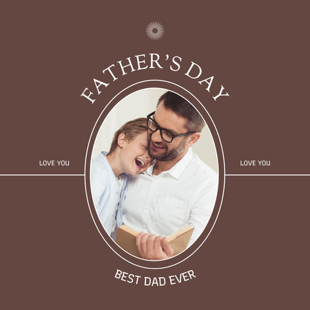 Smějící se syn a táta na den otců Instagram Šablona návrhu