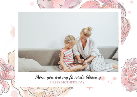 Happy Mother's Day With Child Postcard 5x7in Design Template
