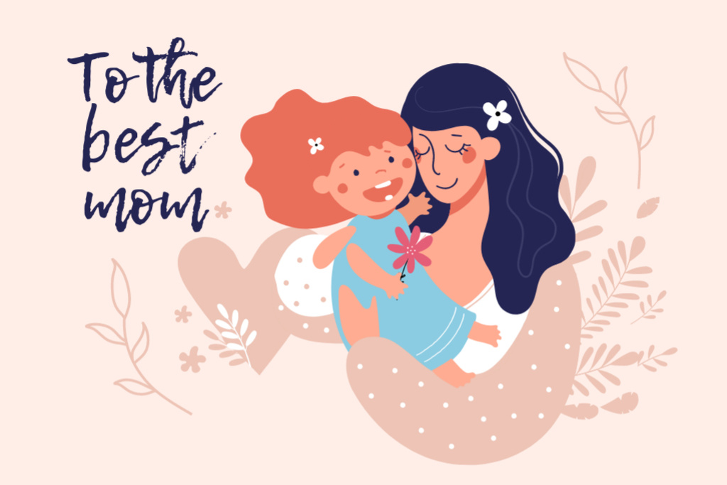 Designvorlage Greeting for Best Mom Ever für Postcard 4x6in