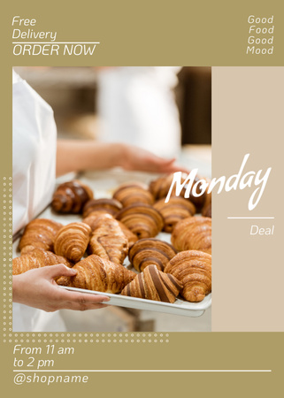 Croissants with Free Delivery Flayer Design Template