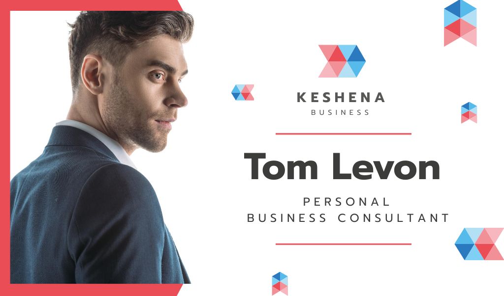 Template di design Business Consultant Contacts with Confident Businessman Business card