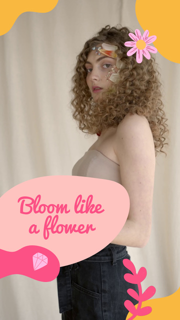 Facial Flower Decor And Inspirational Quote TikTok Video Šablona návrhu