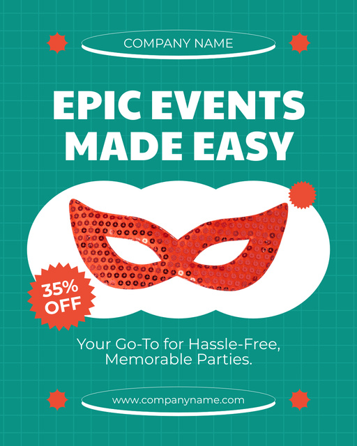 Organizing Epic Events at Discount Instagram Post Vertical Modelo de Design