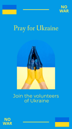Pray For Ukraine Slogan with Folded Hands Instagram Story Design Template
