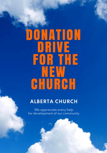 Announcement about Donation for New Church Flyer A5 Modelo de Design