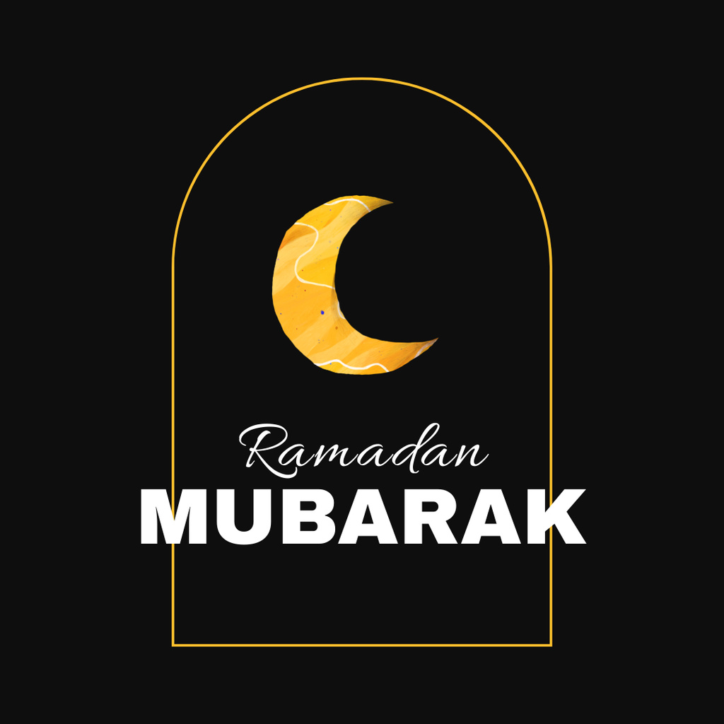 Yellow Moon for Ramadan Greeting Instagram Tasarım Şablonu