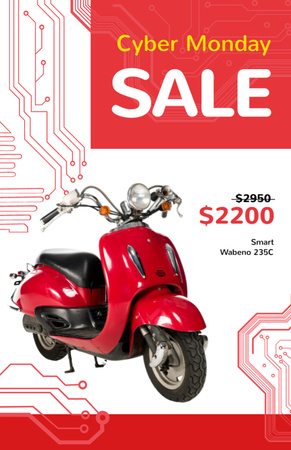 Cyber Monday Sale Scooter in Red Flyer 5.5x8.5in Design Template