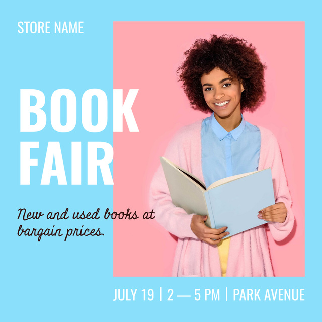 Book Fair Announcement With Fair Prices Instagram Πρότυπο σχεδίασης
