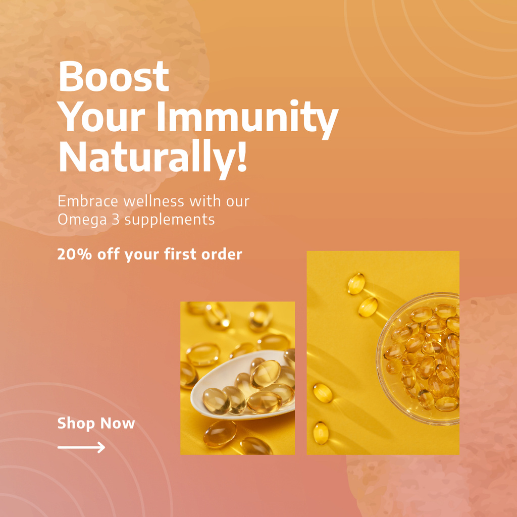 First Order with Discount on Dietary Supplements Instagram AD Šablona návrhu