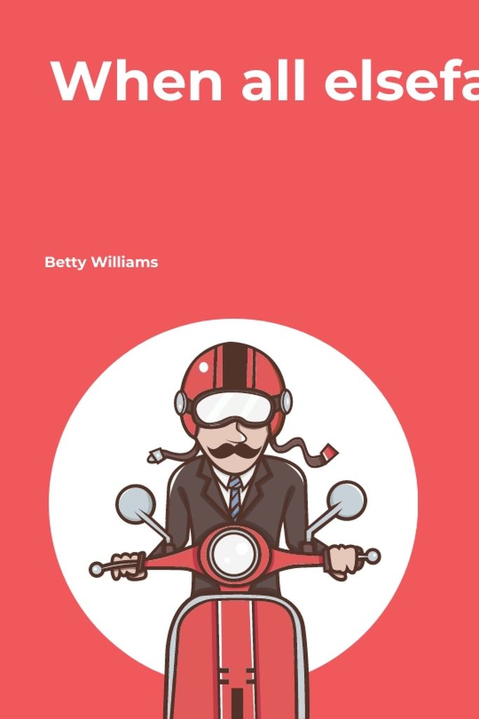 Platilla de diseño Vacation Quote Man on Motorbike in Red Tumblr