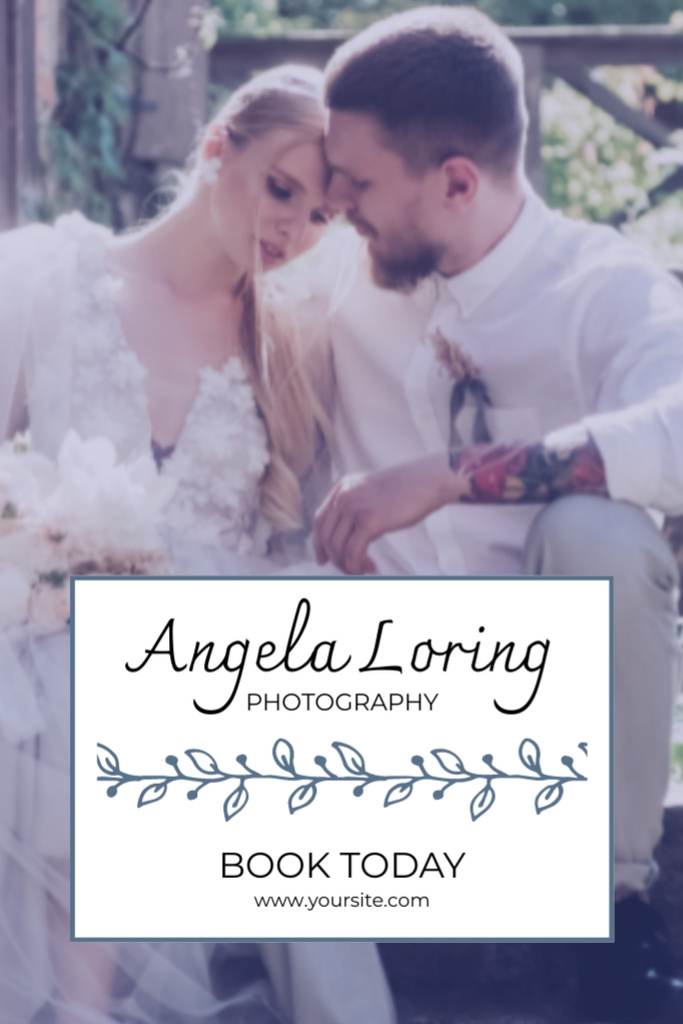 Wedding Photography Services Offer With Young Couple Postcard 4x6in Vertical Design Template