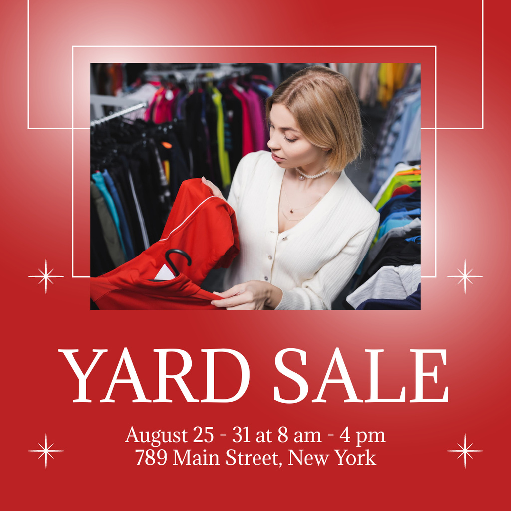 Yard Sale Announcement With Red Color Instagram Tasarım Şablonu