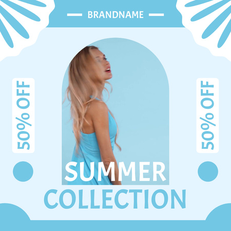 Anúncio de promoção da coleção de verão em azul Animated Post Modelo de Design