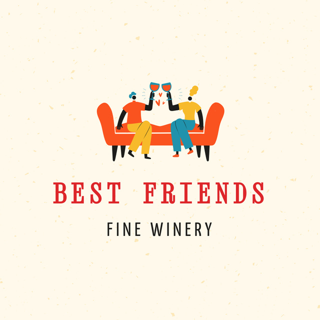 Wine Shop Ad with Friends holding Wineglasses Logo Tasarım Şablonu