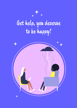 Designvorlage Holen Sie sich Hilfe bei psychischen Erkrankungen für Postcard 5x7in Vertical