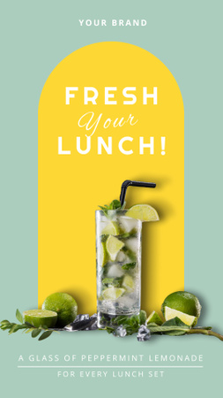 Designvorlage frischer mojito-cocktail mit limette und minze im glas für Instagram Video Story