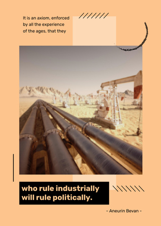 Oil Industry Producing And Quote Postcard A6 Vertical Design Template
