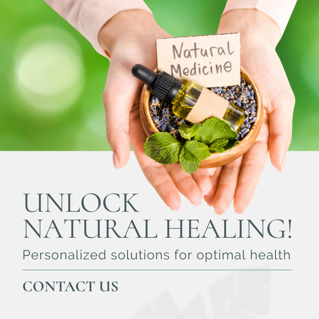Herbs And Essential Oil For Natural Healing Animated Post Design Template