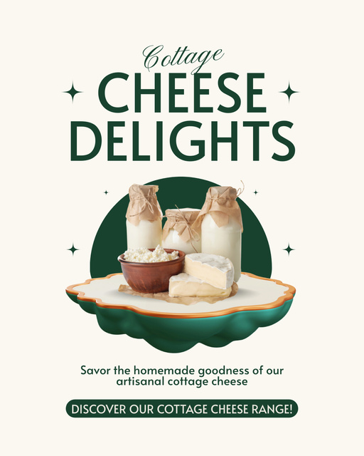 Designvorlage Cottage Cheese Delights für Instagram Post Vertical