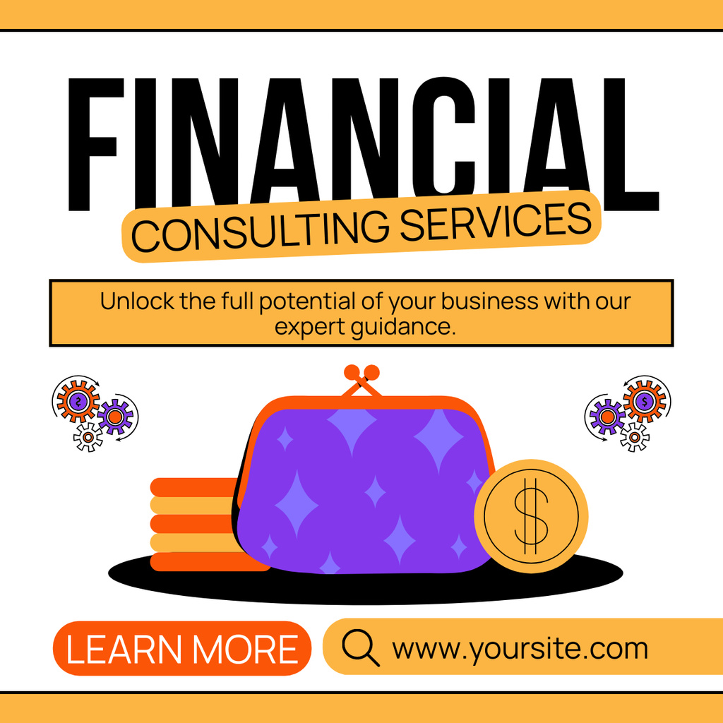 Plantilla de diseño de Offer of Financial Consulting with Wallet and Coins LinkedIn post 
