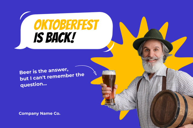 Oktoberfest Celebration With Funny Joke And Beer Postcard 4x6in Design Template