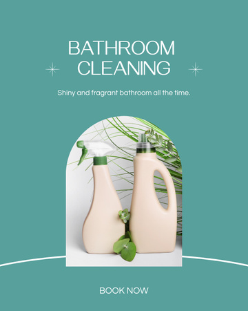 Modèle de visuel Bathroom Cleaning Services With Slogan And Booking - Poster 16x20in