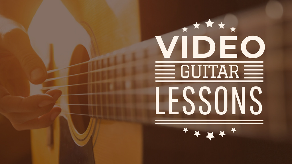 Music Lessons Ad with Man Playing Guitar Youtube Modelo de Design