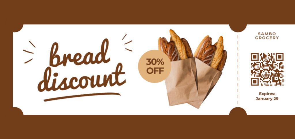 Bread Discount For Fresh Baguettes Coupon Din Large Design Template