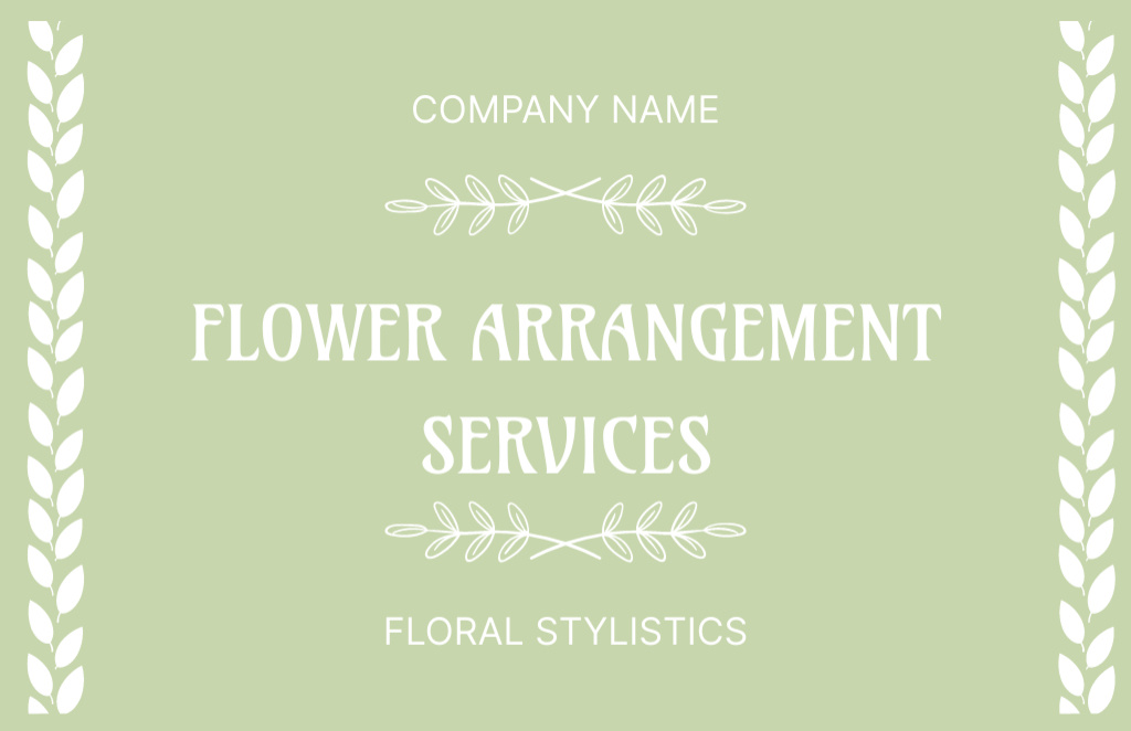Flower Arrangement Services Business Card 85x55mm Šablona návrhu