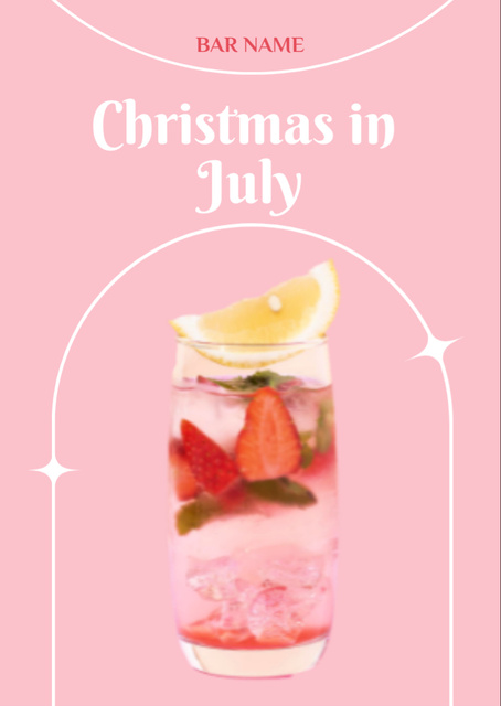 Designvorlage Celebrate Christmas in July with Tasty Pink Cake für Flyer A6