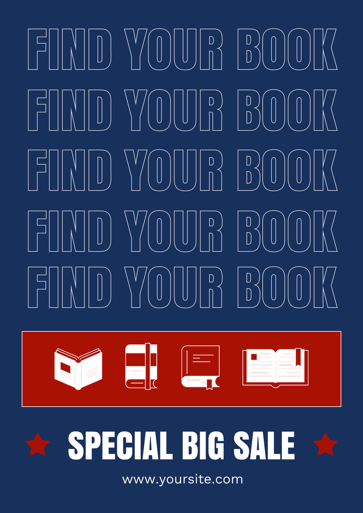 Rare Books Sale Announcement In Blue Poster – шаблон для дизайна