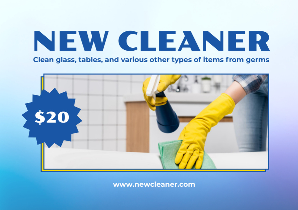 New Surface Cleaner with Rubber Gloves Flyer A5 Horizontal tervezősablon