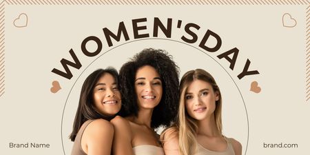 Beautiful Smiling Diverse Women on International Women's Day Twitter Design Template