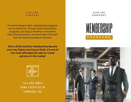 Airline Company Membership Offer Brochure 8.5x11in Bi-fold tervezősablon