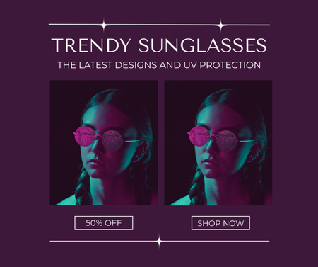 Ofereça descontos nos últimos modelos de óculos de sol Facebook Modelo de Design