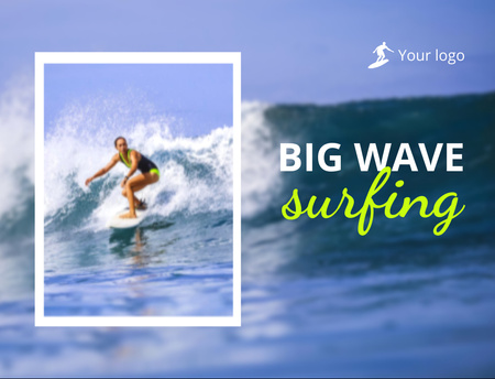 Woman on Surfing Postcard 4.2x5.5in Design Template